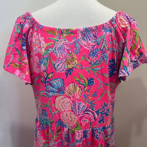 Lilly Pulitzer NWT Kawai Flutter Sleeve Tiered Swing Dress Pink Seashell Preppy - Picture 6 of 9